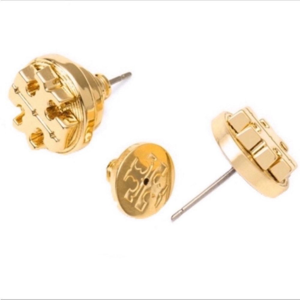 Tory Burch gold logo Disc stud earrings - Picture 6 of 9